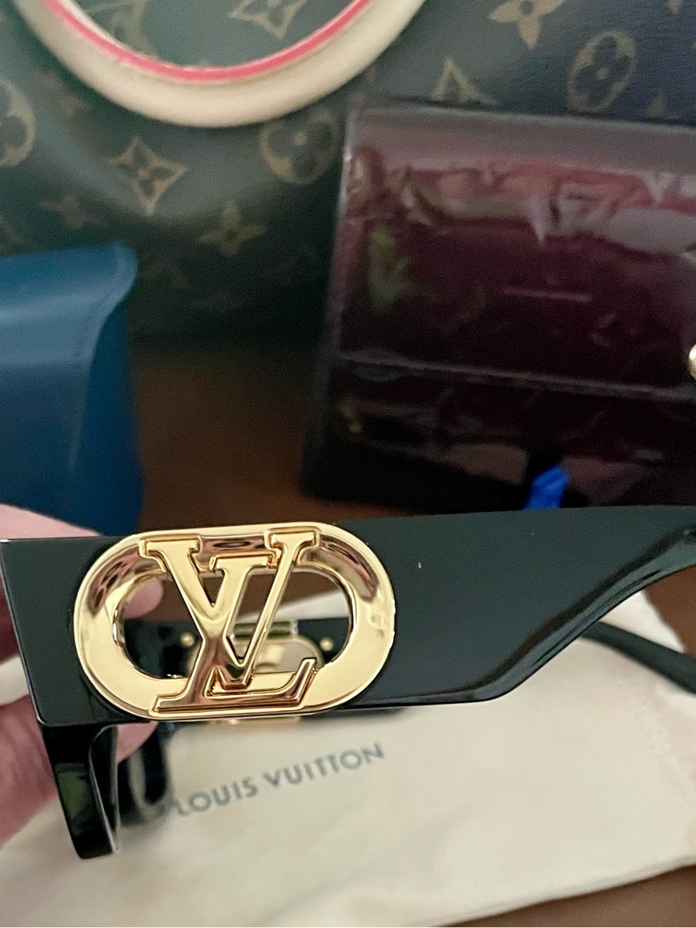 Louis Vuitton Black Sunglasses with Gold LV Emblem